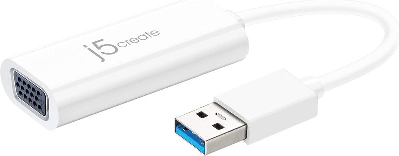 J5 Create USB to VGA Adapter Cable- Multi-Monitor Desktop Display USB Video Card Converter | 1080p HD Playback | Compatible with Windows and Mac - White (JUA214) - Image 1
